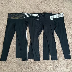Victoria Secret! Pink! Bundle of 4 black yoga leggings!